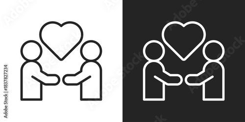 Relationship Icon In Black And White Line Style
