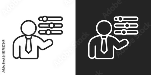 Self Management Icon In Black And White Line Style