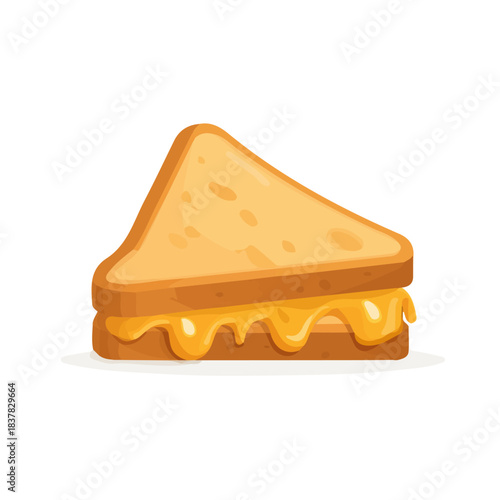 Simple flat 2D vector graphic of Grilled Cheese Sandwich, modern icon look, displayed on a pure white background.