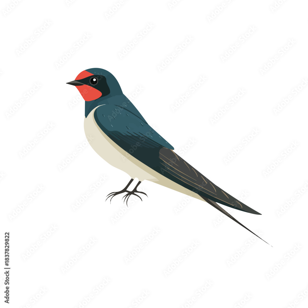 Fototapeta premium Swallow, modern 2D flat vector illustration in icon style, isolated on pure white background.