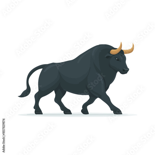 Simple flat 2D vector graphic of Bull, modern icon look, displayed on a pure white background.