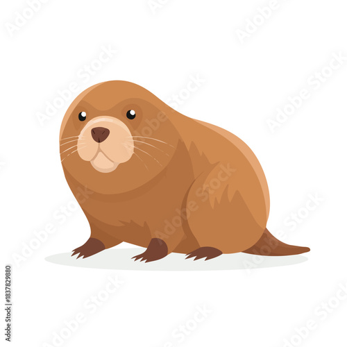 Mole Rat, 2D flat vector illustration, simple and modern style, isolated on a plain white background.