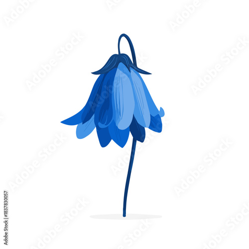 Bluebell in a clean 2D flat vector icon style, minimal and simple, set on a plain white background.