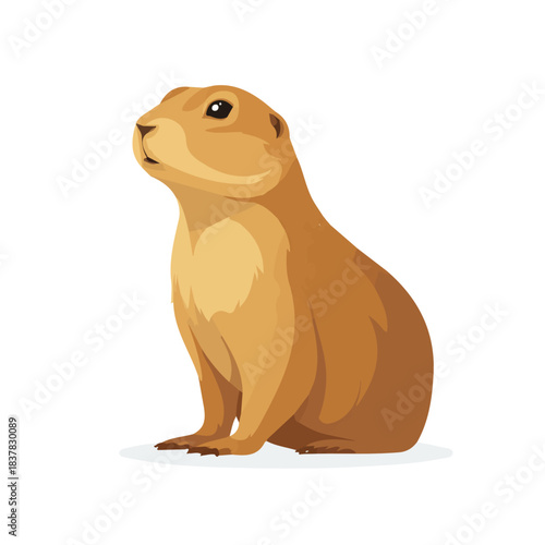 Prairie Dog, modern 2D flat vector illustration in icon style, isolated on pure white background.