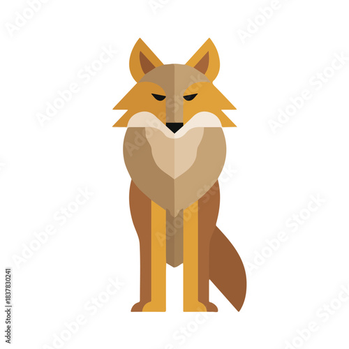 Simple flat 2D vector graphic of Coyote, modern icon look, displayed on a pure white background.