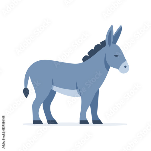 Minimal 2D vector illustration of Donkey in flat icon style on a plain white background.