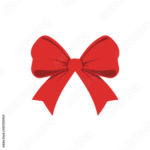 Christmas Bow, modern 2D flat vector illustration in icon style, isolated on pure white background.