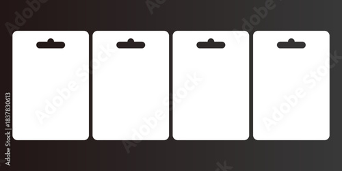 Set of Four Blank White Retail Blister Card Packaging Templates Design Vector Illustration for Product Display, Hang Tags, or Gift Card Mockups with Die-Cut Hanging Hole