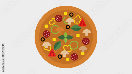 Abstract Pizza Toppings Arrangement Vector