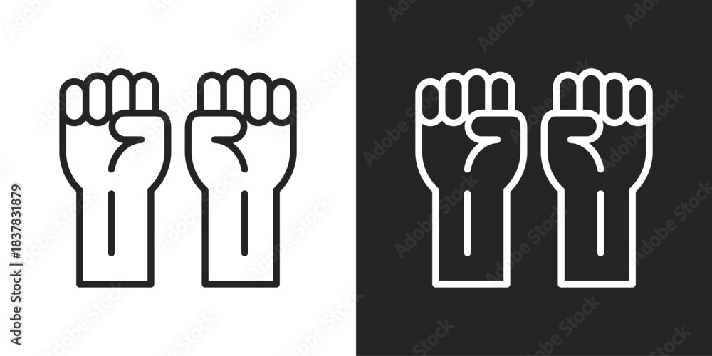 Obraz premium Protest Power Icon In Black And White Line Style