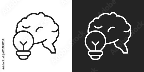 Innovation Intelligence Icon In Black And White Line Style