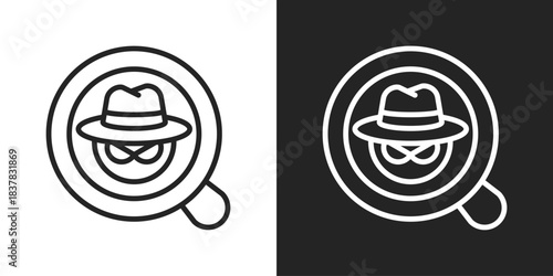 Criminal Investigation Icon In Black And White Line Style