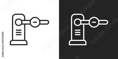 Robotic Control Icon In Black And White Line Style