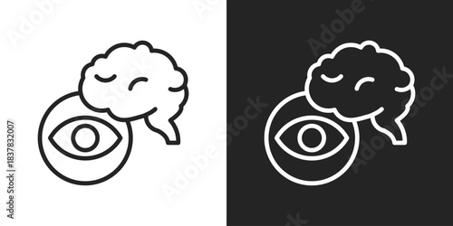 Intelligence Analysis Icon In Black And White Line Style