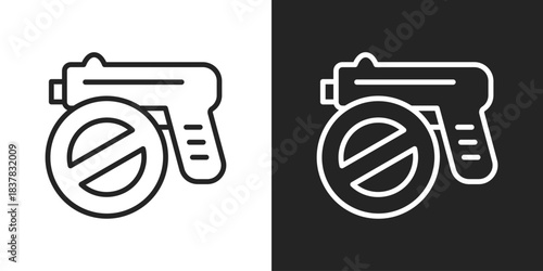 Gun Control Icon In Black And White Line Style