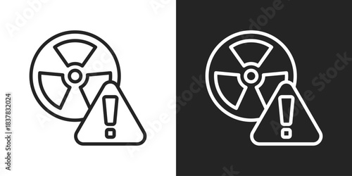 Radiation Alert Icon In Black And White Line Style