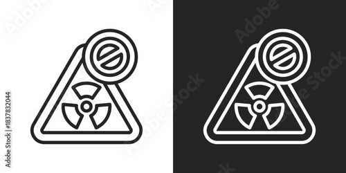 Nuclear Ban Icon In Black And White Line Style