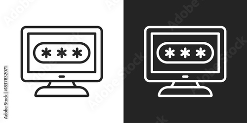 Password Security Icon In Black And White Line Style