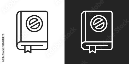 Banned Book Icon In Black And White Line Style