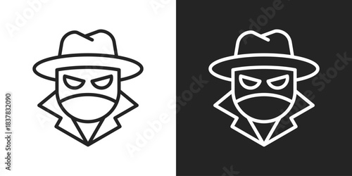 Undercover Agent Icon In Black And White Line Style