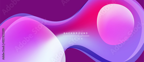 Abstract fluid shapes, vibrant purple hues, modern design. Smooth gradients create dynamic composition, suitable background element.