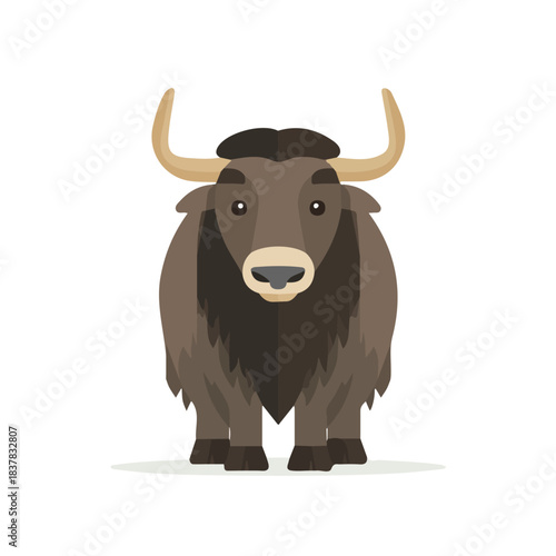 Yak in a clean 2D flat vector icon style, minimal and simple, set on a plain white background.