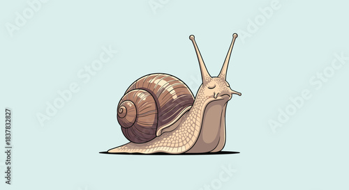 Pixel art illustration of a tired snail with its eyes closed and a drooping expression.