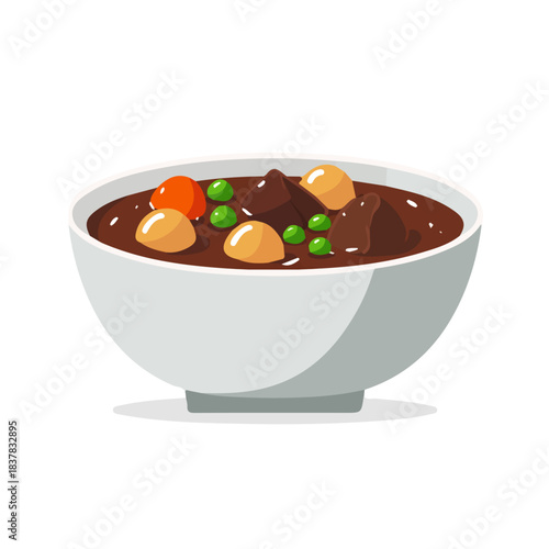 2D flat vector illustration of Beef Stew, designed in a clean icon style and isolated on a white background.