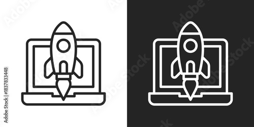 Deployment Icon In Black And White Line Style