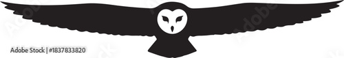 Flying Barn Owl Silhouette with Wings Spread vector