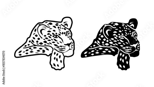 Leopard symbol, black isolated silhouette