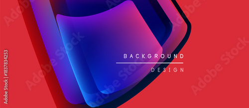 Abstract vibrant layers overlap. Red background contrasts blue, purple hues. Modern design element for digital projects.