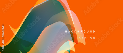 Abstract waves, vibrant colors, orange backdrop. Modern design elements create dynamic visual experience. Text reads background design.