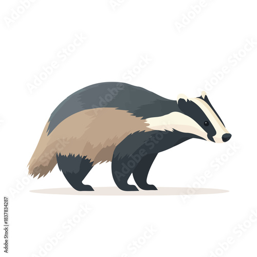 Simple flat 2D vector graphic of Badger, modern icon look, displayed on a pure white background.