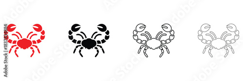 scorpion vector icon set, scorpion sea animal vector, silhouette and line art
