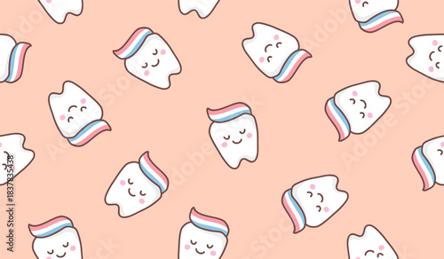 Cute tooth seamless pattern background