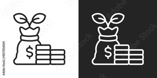 Growth Fund Icon In Black And White Line Style