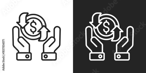 Return Growth Icon In Black And White Line Style