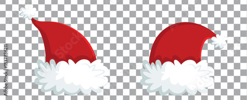 Collage with Santa Claus hats, closeup objects. Santa Hat Illustration