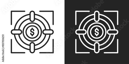 Profit Target Icon In Black And White Line Style
