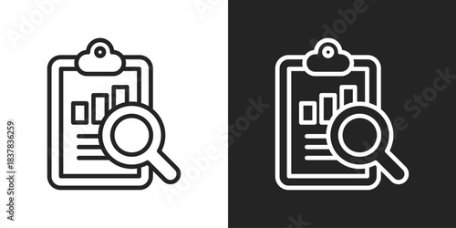 Financial Audit Icon In Black And White Line Style