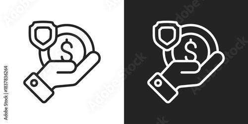 Asset Protection Icon In Black And White Line Style