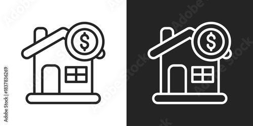 Real Estate Icon In Black And White Line Style