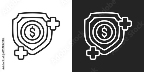 Financial Security Icon In Black And White Line Style