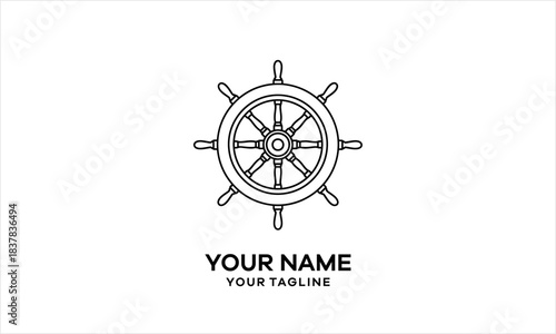 Ship Wheel Logo - Nautical Helm Icon logo design.