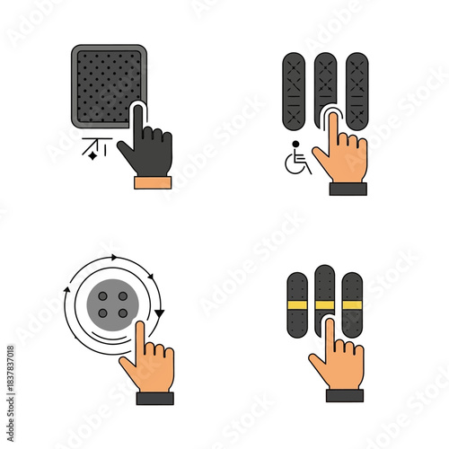 Accessibility and Assistive Technology User Interface Icon Set.