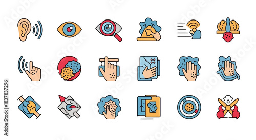 Collection of Icons Representing Human Senses and Cognitive Functions.