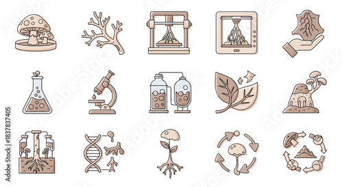 Collection of science and nature related illustrations and icons.
