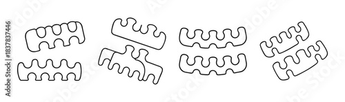 Toe separators outline drawing for pedicure and foot care on white background