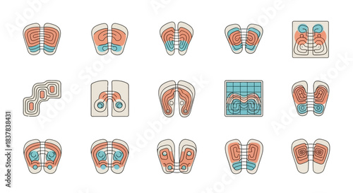 Reflexology Foot Chart Collection - Detailed Anatomical Illustrations for Holistic Health.